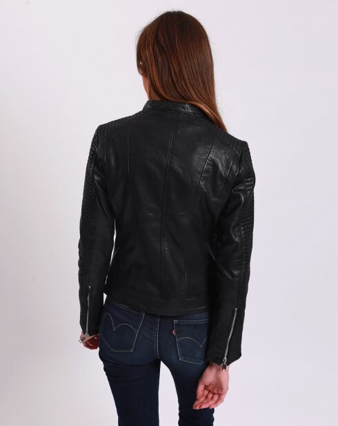 Veste en Cuir Lambertine noire