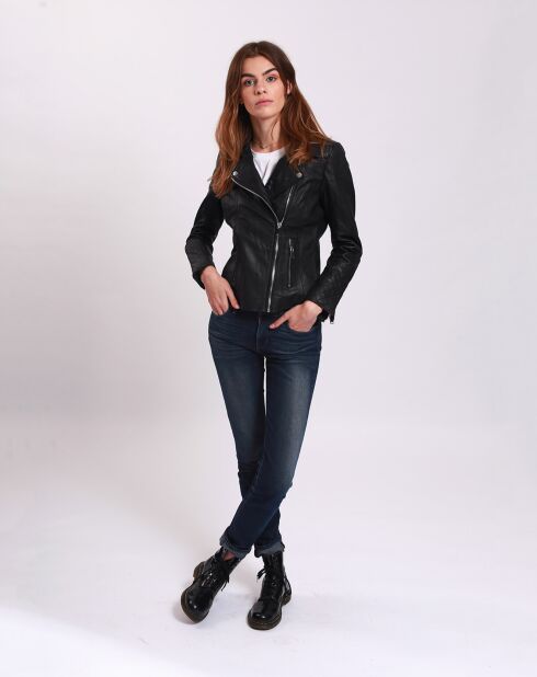 Veste en Cuir Lamya noire