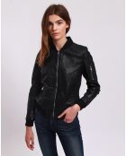 Bombers en Cuir Laude noire