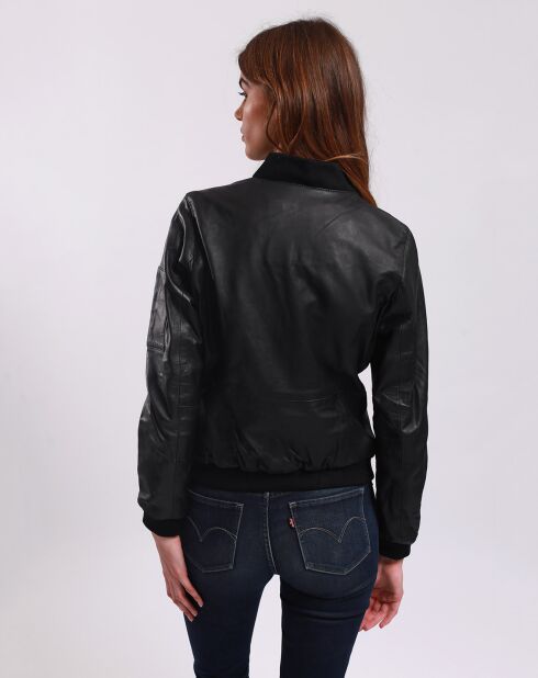 Bombers en Cuir Laude noire