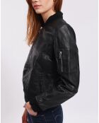 Bombers en Cuir Laude noire