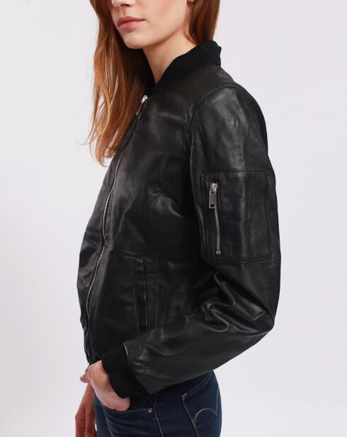 Bombers en Cuir Laude noire