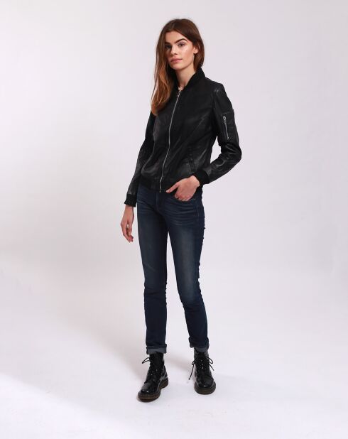 Bombers en Cuir Laude noire