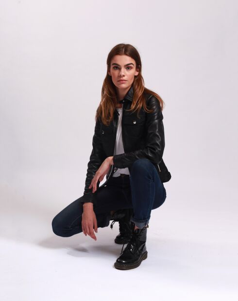 Veste en Cuir Laudine noire