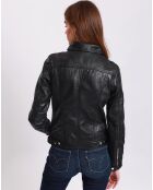 Veste en Cuir Laudine noire