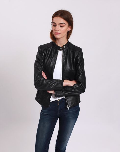Veste en Cuir Laureena noire