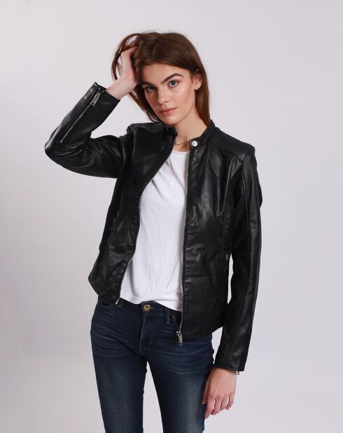 Veste en Cuir Laureena noire