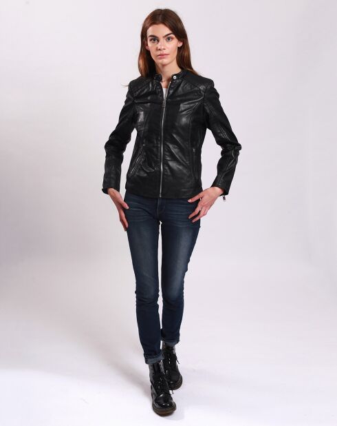 Veste en Cuir Laureena noire