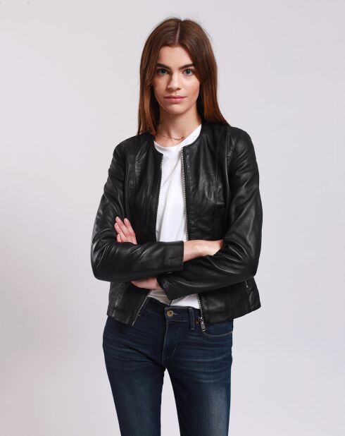 Veste en Cuir Laurna noire