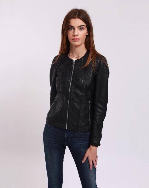 Veste en Cuir Laurna noire