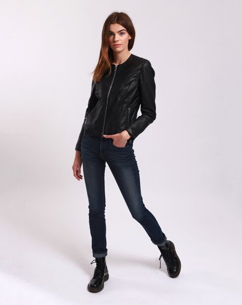 Veste en Cuir Laurna noire