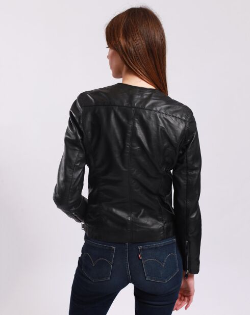 Veste en Cuir Laurna noire