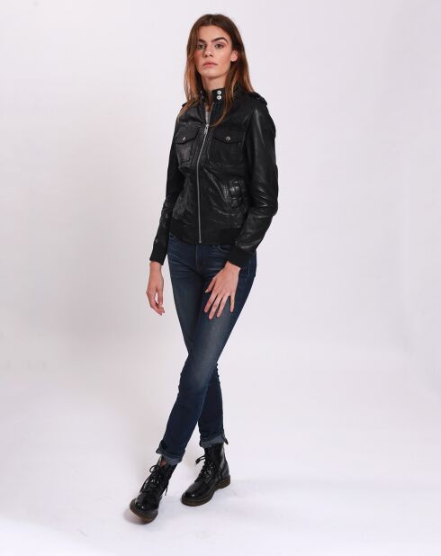 Veste en Cuir Leire noire