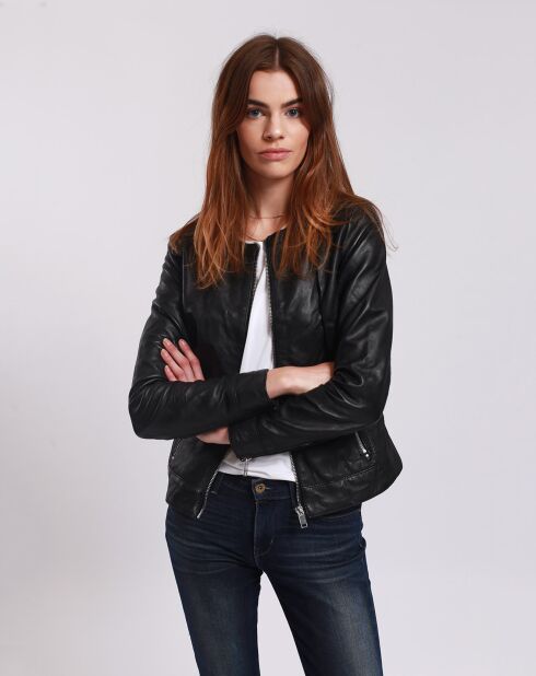Veste en Cuir Lidivine noire