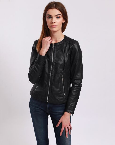 Veste en Cuir Lidivine noire