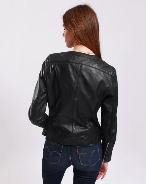 Veste en Cuir Lidivine noire