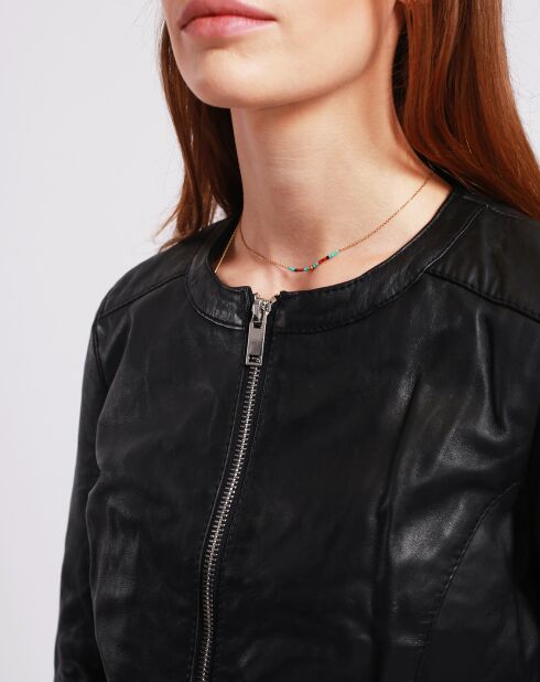 Veste en Cuir Lidivine noire