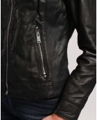 Veste en Cuir Lidivine noire