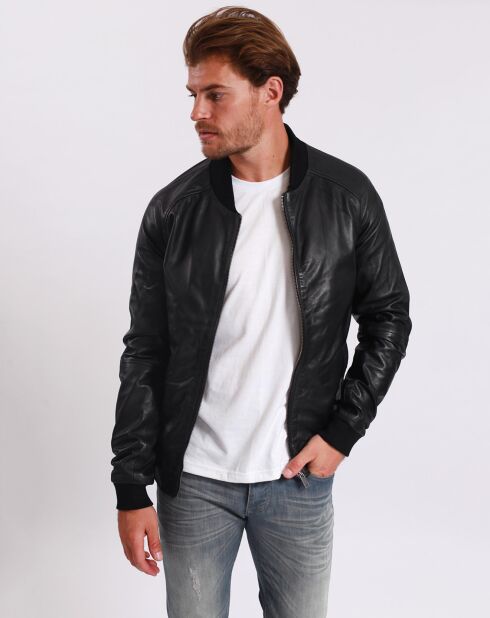 Bombers en Cuir Liorys noire