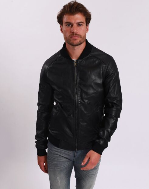 Bombers en Cuir Liorys noire