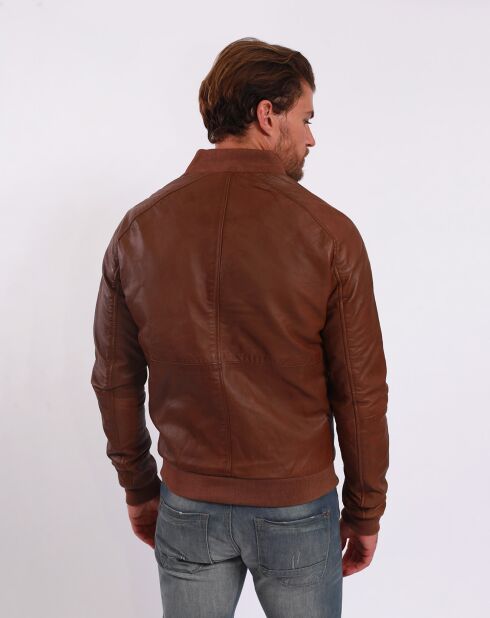Bombers en Cuir Liorys camel