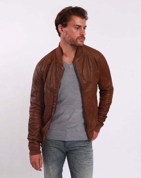 Bombers en Cuir Liorys camel