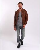 Bombers en Cuir Liorys camel