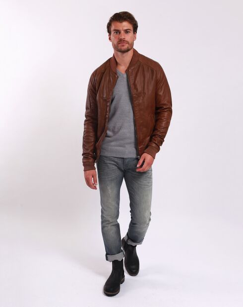 Bombers en Cuir Liorys camel
