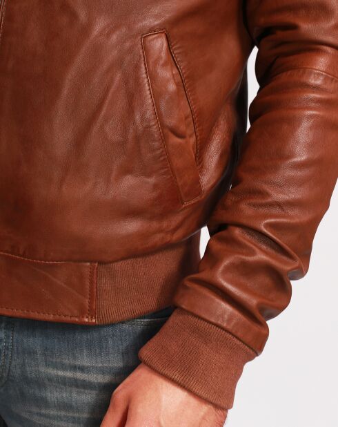 Bombers en Cuir Liorys camel