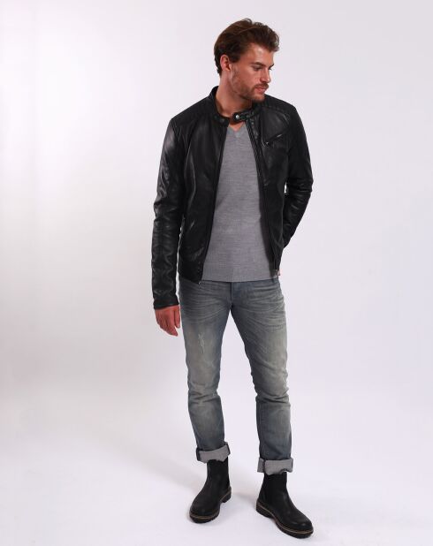 Veste en Cuir Liova noire