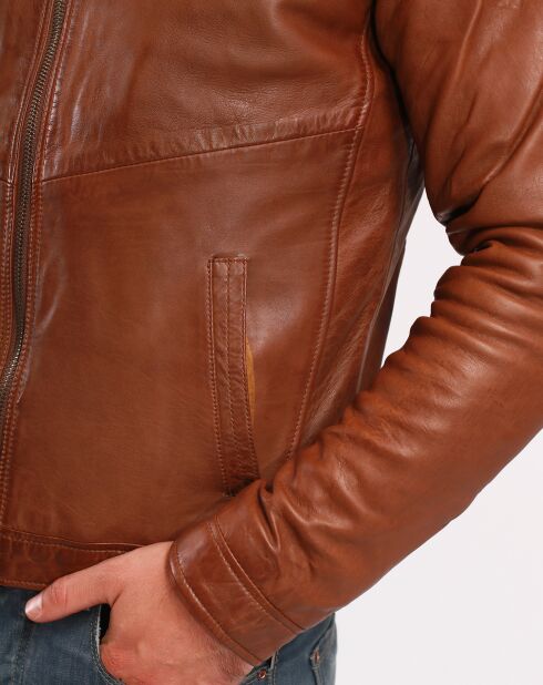 Camelkleurige leren jas Liroy