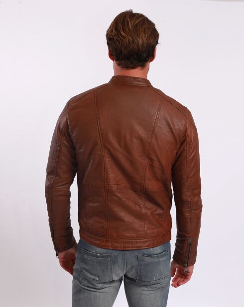 Camelkleurige leren jas Liroy