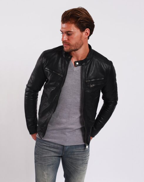 Veste en Cuir Lockman noire