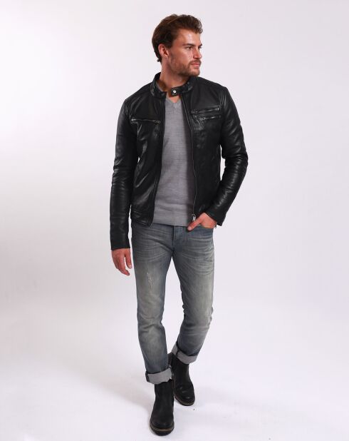Veste en Cuir Lockman noire