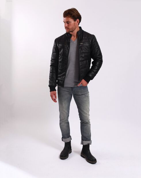Doudoune en Cuir Loman noire