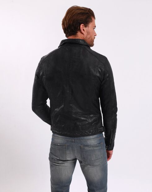 Veste en Cuir Lothaire noir vieillis