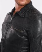 Veste en Cuir Lothaire noir vieillis