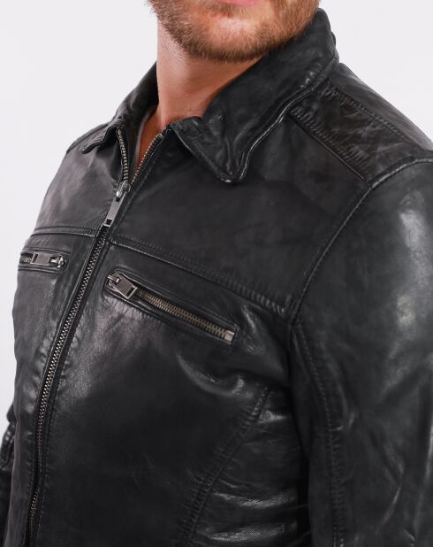 Veste en Cuir Lothaire noir vieillis