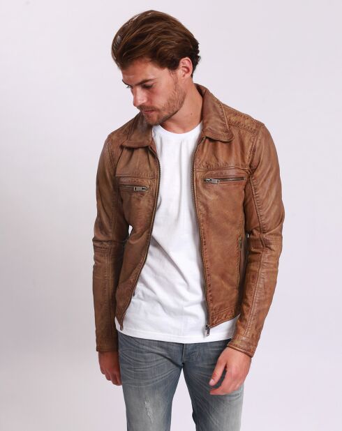 Veste en Cuir Lothaire camel vintage