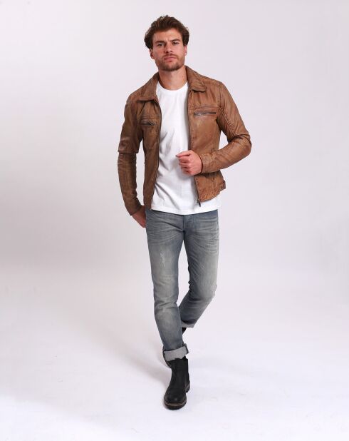 Veste en Cuir Lothaire camel vintage