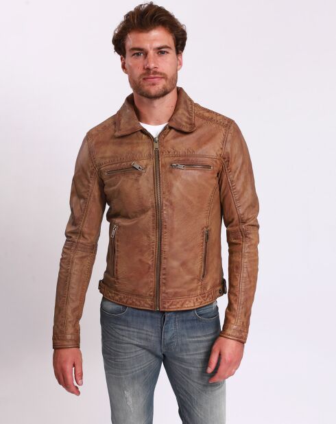 Veste en Cuir Lothaire camel vintage