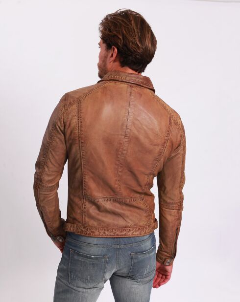 Veste en Cuir Lothaire camel vintage