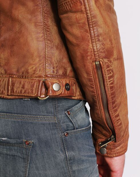 Veste en Cuir Lothaire camel vintage