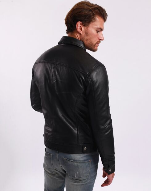 Veste en Cuir Louckas noire