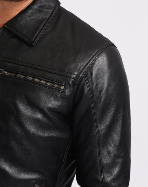 Veste en Cuir Louckas noire