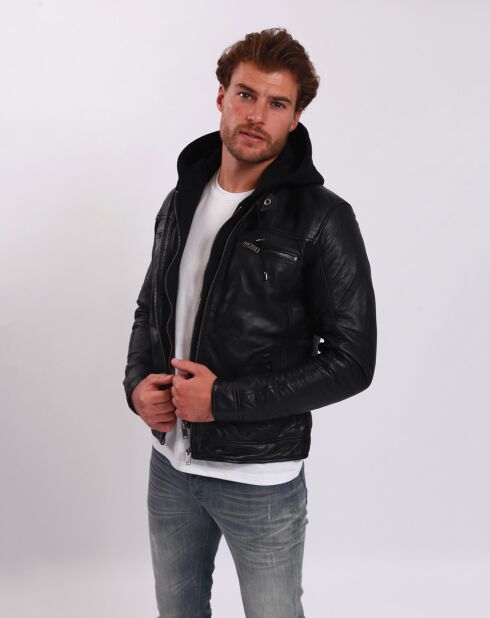 Veste en Cuir Ludovik noire