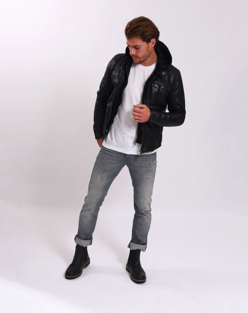 Veste en Cuir Ludovik noire