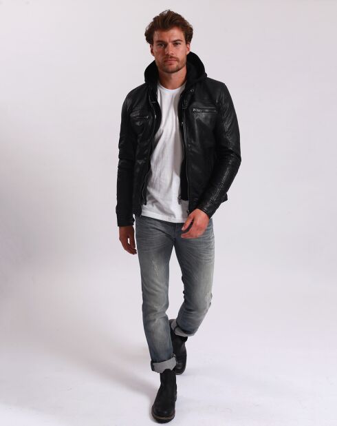 Veste en Cuir Ludovik noire