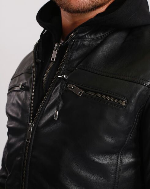 Veste en Cuir Ludovik noire