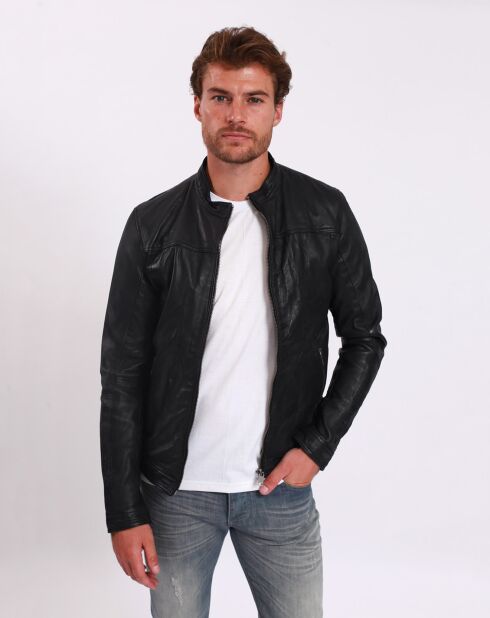 Veste en Cuir Lyandro noire
